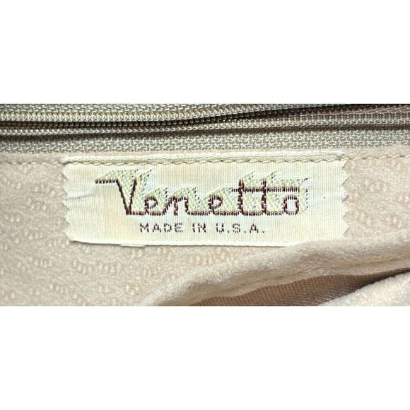 Vintage Venetto Purse Handbag Beige Leather Snake Skin Zip Closure Rare Classic - Picture 6 of 12